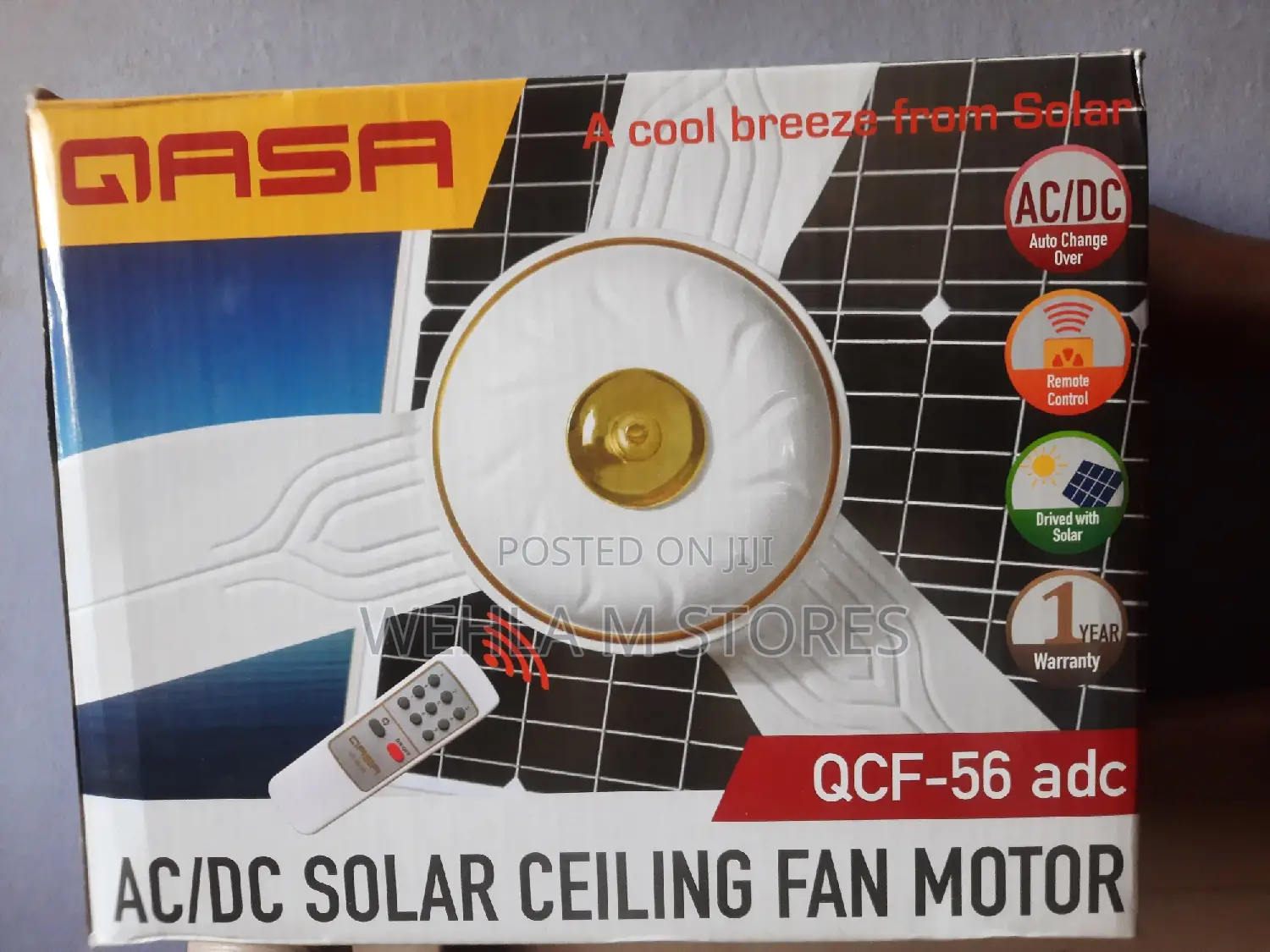 Qasa 56'' Ac/Dc Solar Ceiling Fan QCF-56acdc2