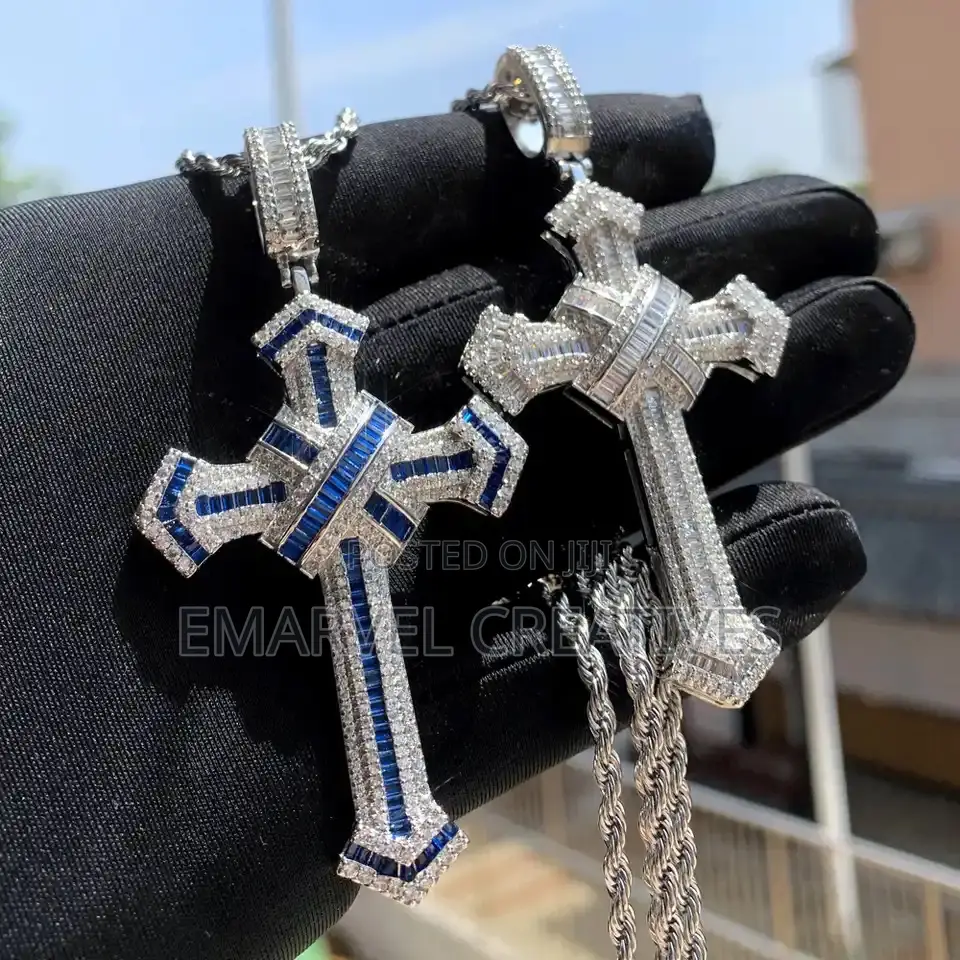 Mossanaite Hip-Hop Cross Pendant Set
