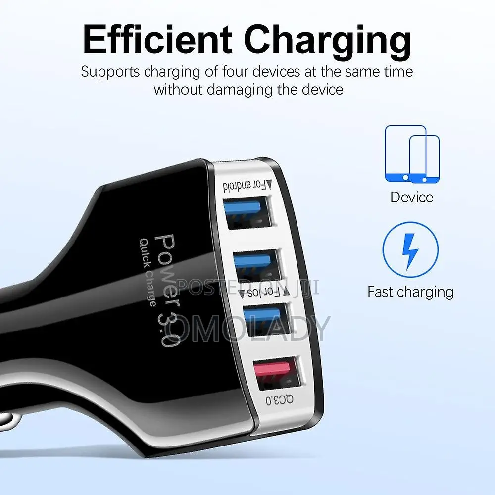 4 Ports USB Car Charger Fast Charging Quick Charge USB 3.0