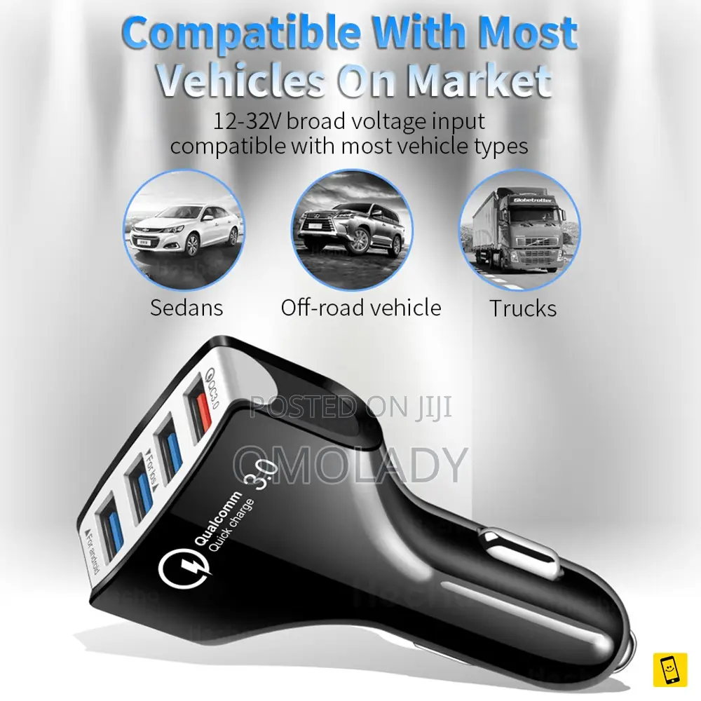 4 Ports USB Car Charger Fast Charging Quick Charge USB 3.0