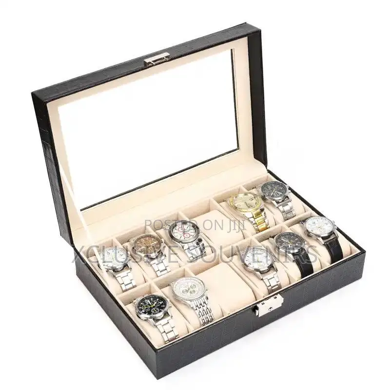 12 Slots PU Leather Box Wrist Watch Storage Box