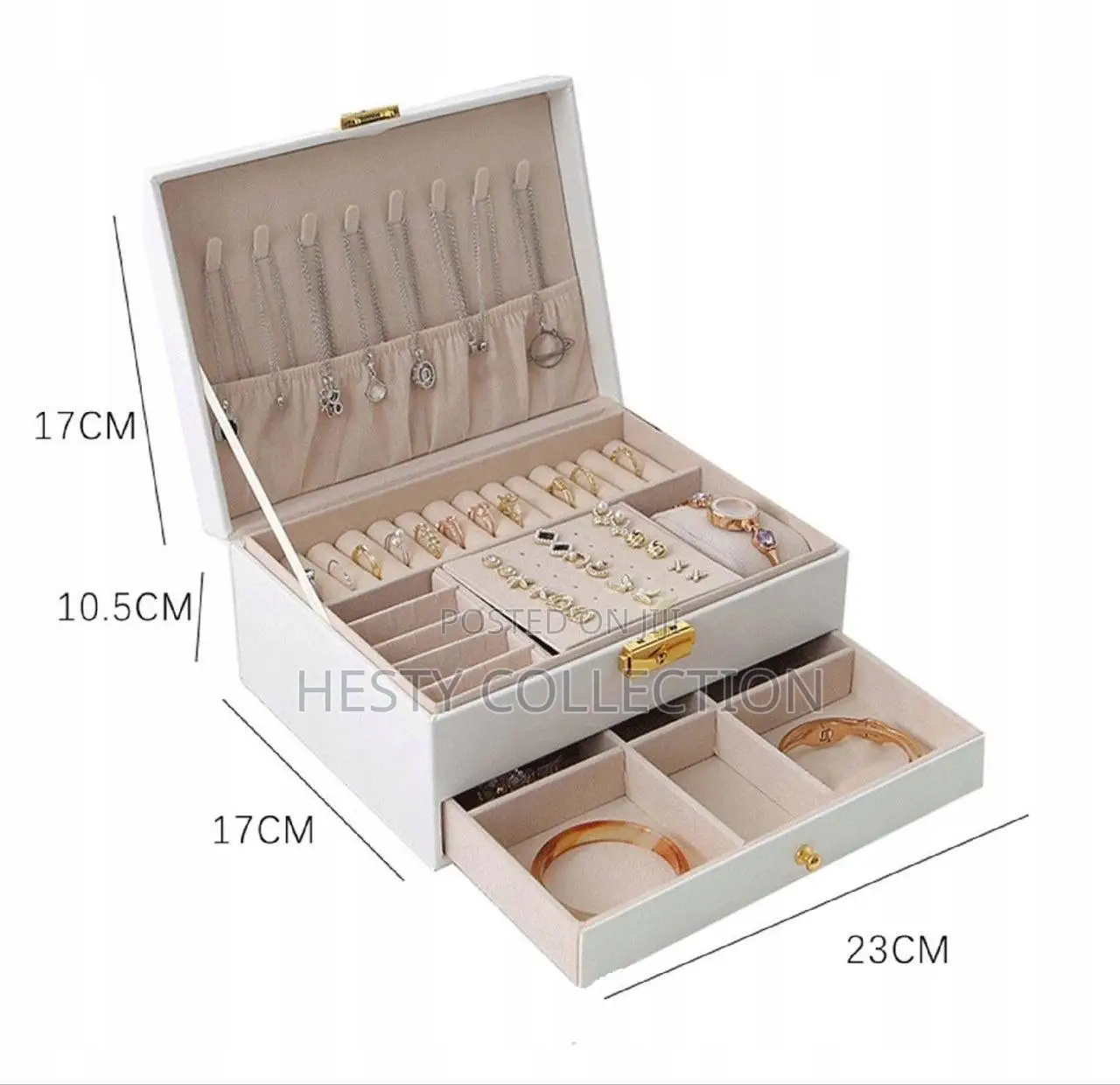 Luxury Double Layer Jewelry Storage Box With Lock