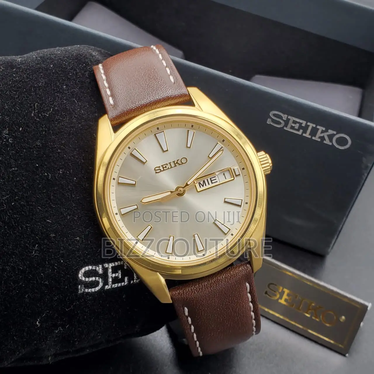 Original SEIKO BROWN LEATHER WATCH Available in Store