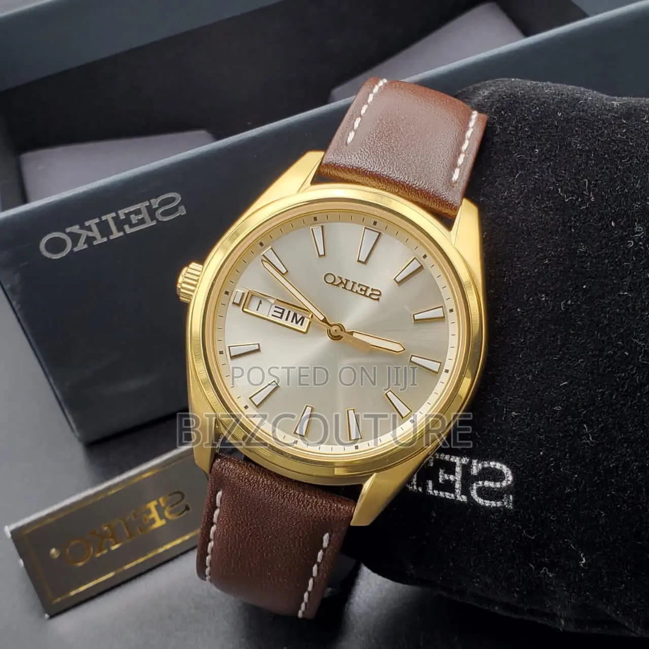 Original SEIKO BROWN LEATHER WATCH Available in Store
