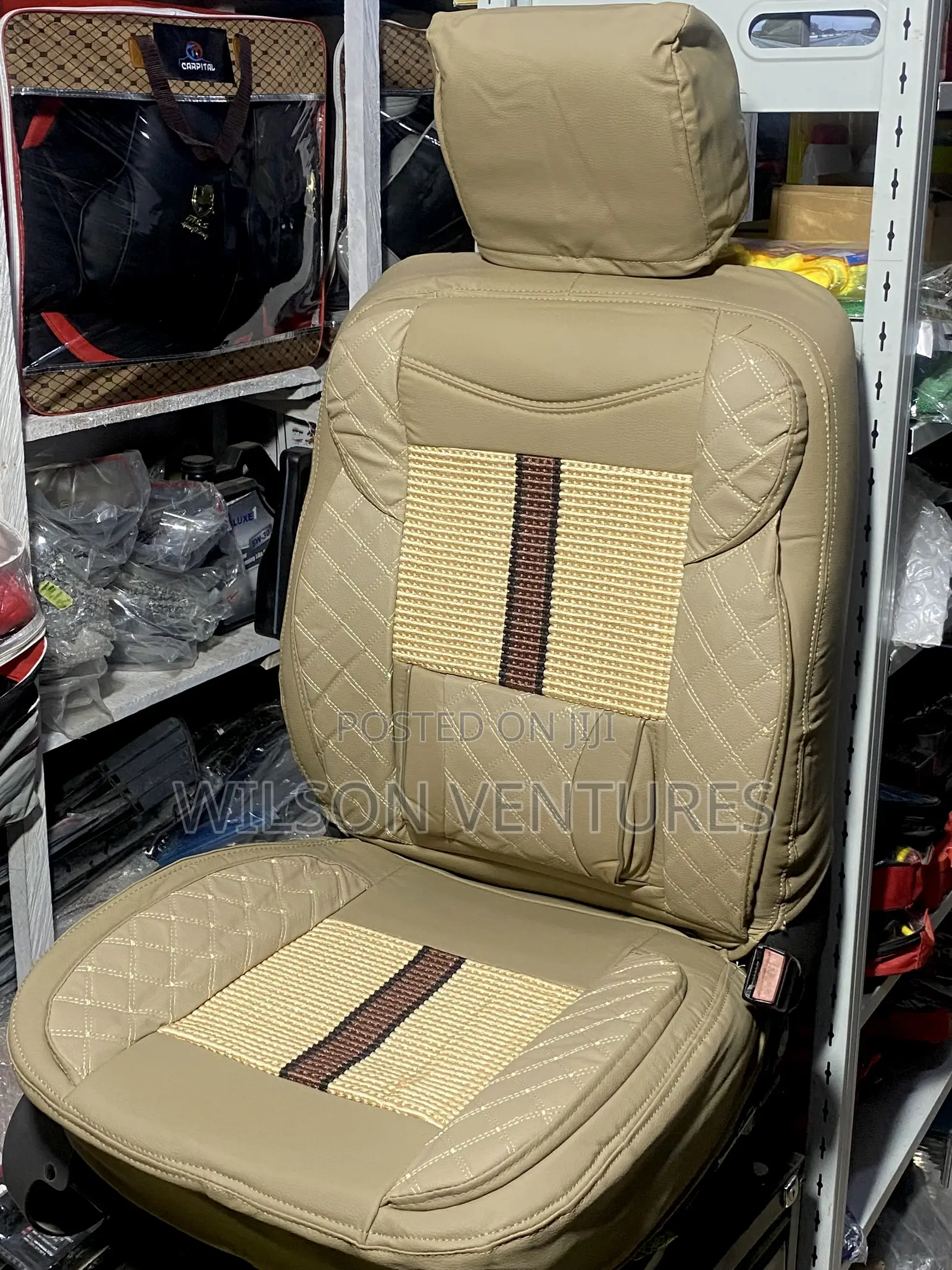 Beige Color Seat Cover for 5 Seater Vehicles