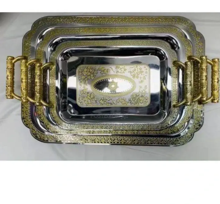 Serving Tray 3 in 1 - Gold Handle