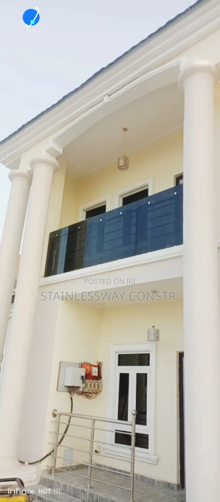Dark Grey Balcony ) Glass Railing