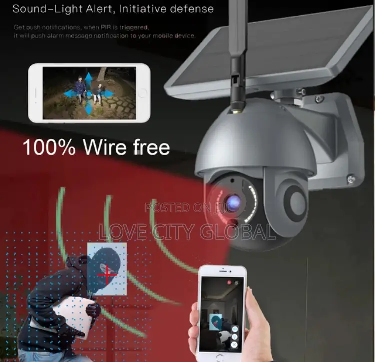 Solar PTZ 355°Camera Wifi 4mp Battery PIR Motiondetection