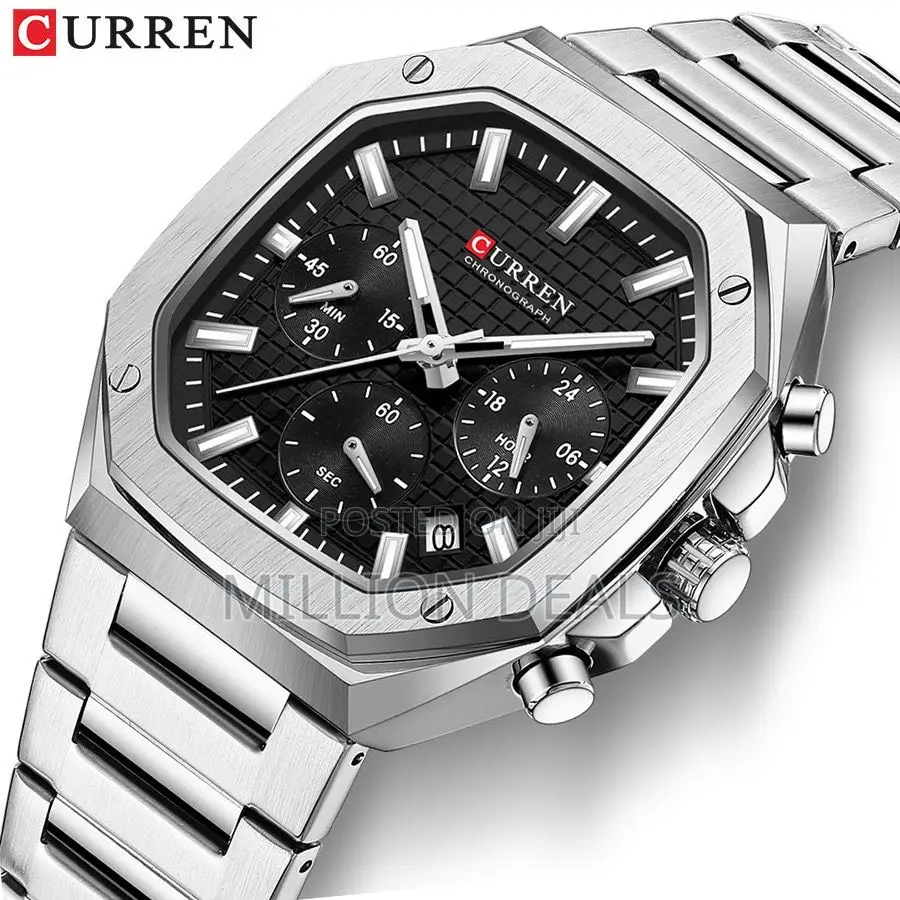 Luxury Multifunctional Men’S Polished Steel Wrist Watch