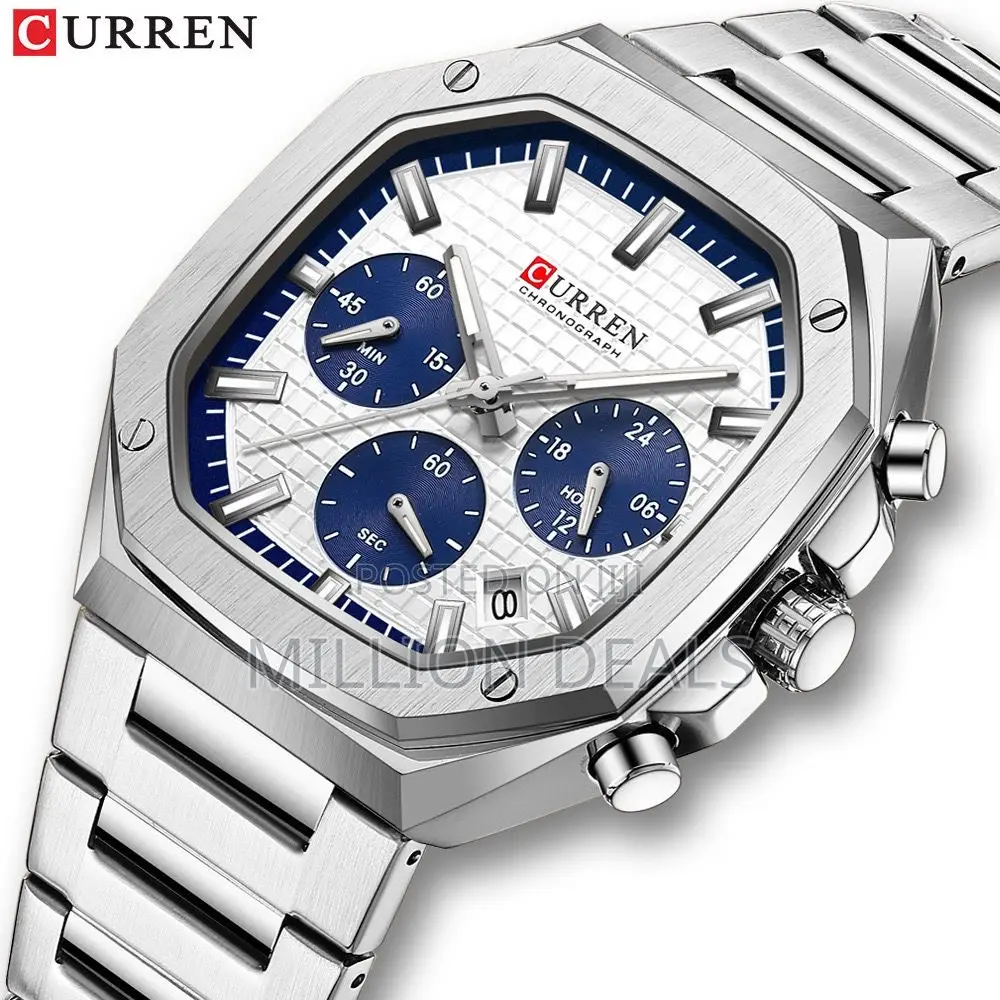 Luxury Multifunctional Men’S Polished Steel Wrist Watch