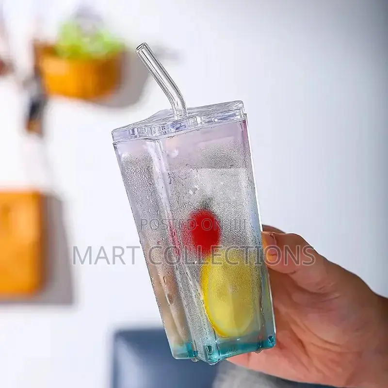 Glass Cup With Straw Coffee Cup With Lid Drinking Cup