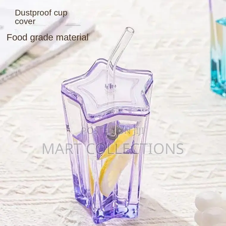 Glass Cup With Straw Coffee Cup With Lid Drinking Cup