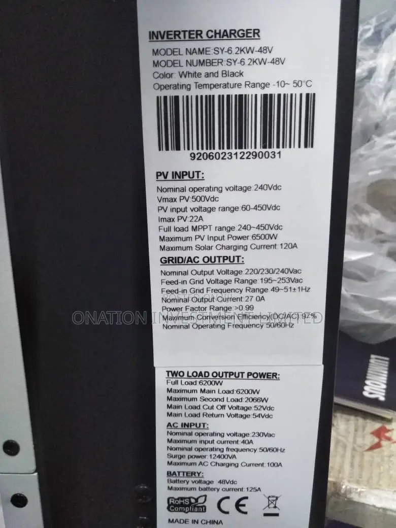 6.2kva 48v Sunfield Hybrid Inverter