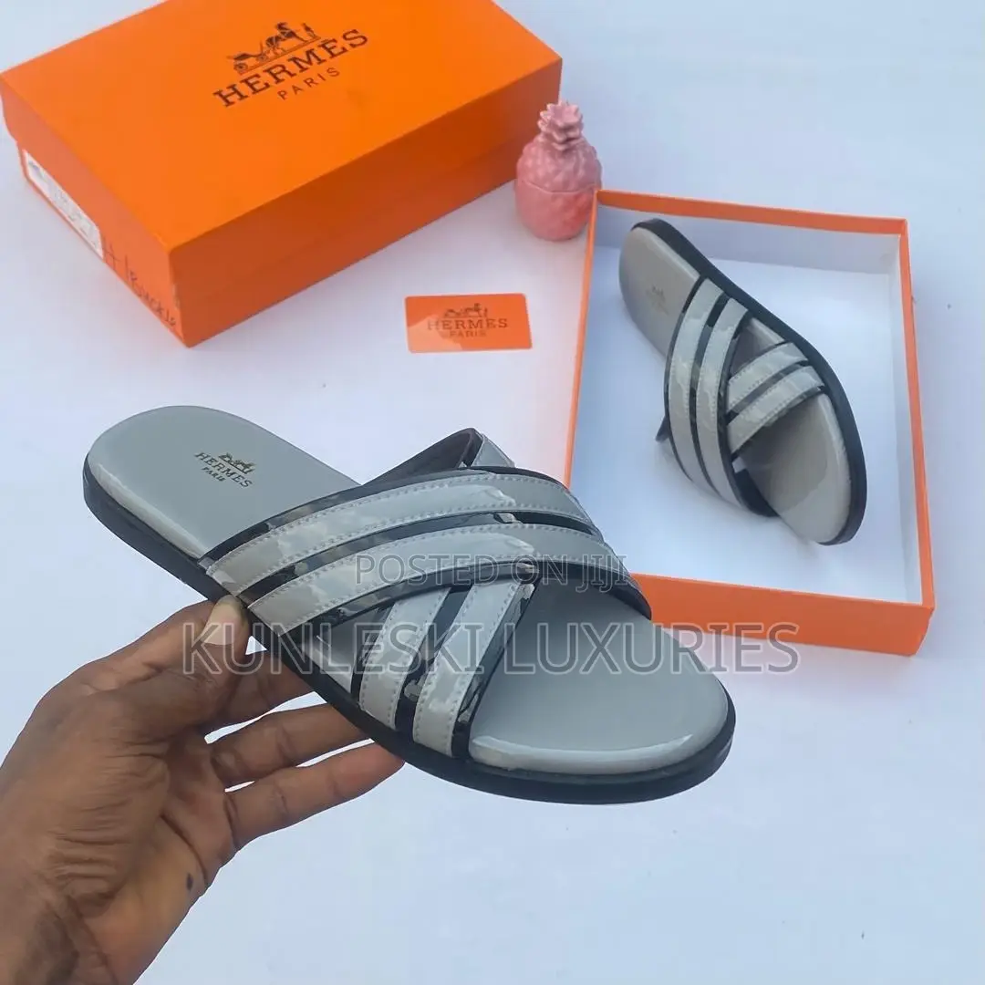 Original Hermes Men Leather Slippers