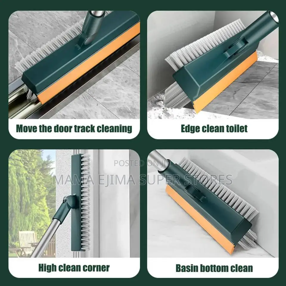 Bathroom Floor Brush 180° Rotating Long Handle Stif