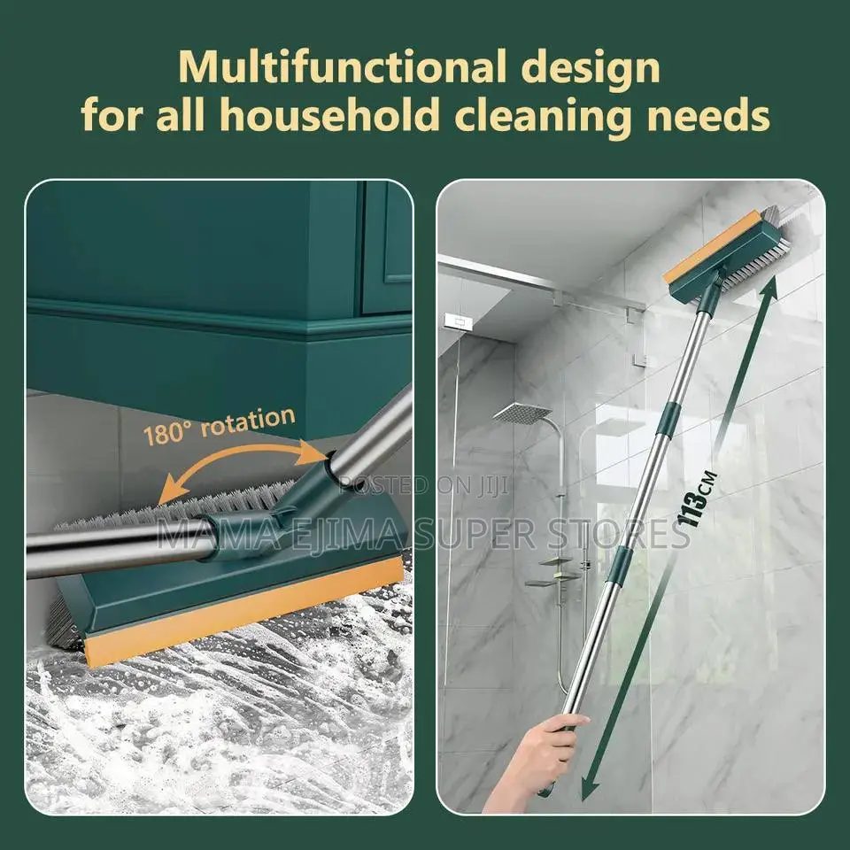 Bathroom Floor Brush 180° Rotating Long Handle Stif