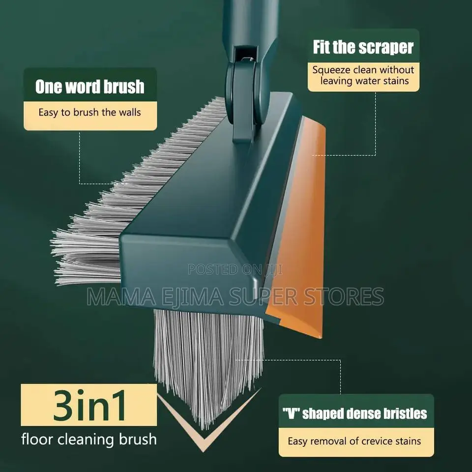 Bathroom Floor Brush 180° Rotating Long Handle Stif