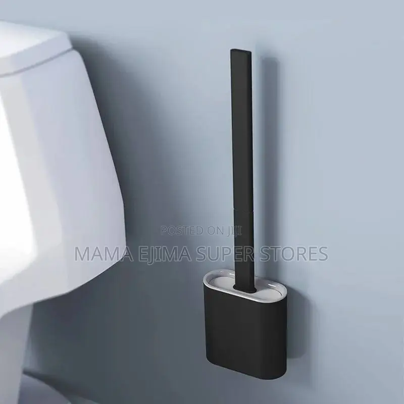 Silicone Toilet Brush Flat Head Soft Bristles White Brush Wi