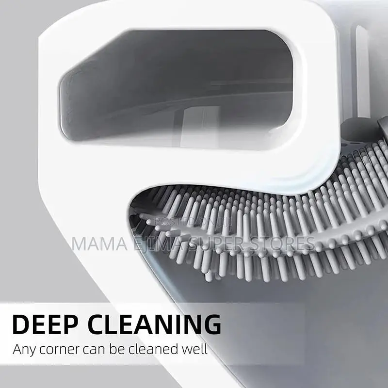 Silicone Toilet Brush Flat Head Soft Bristles White Brush Wi