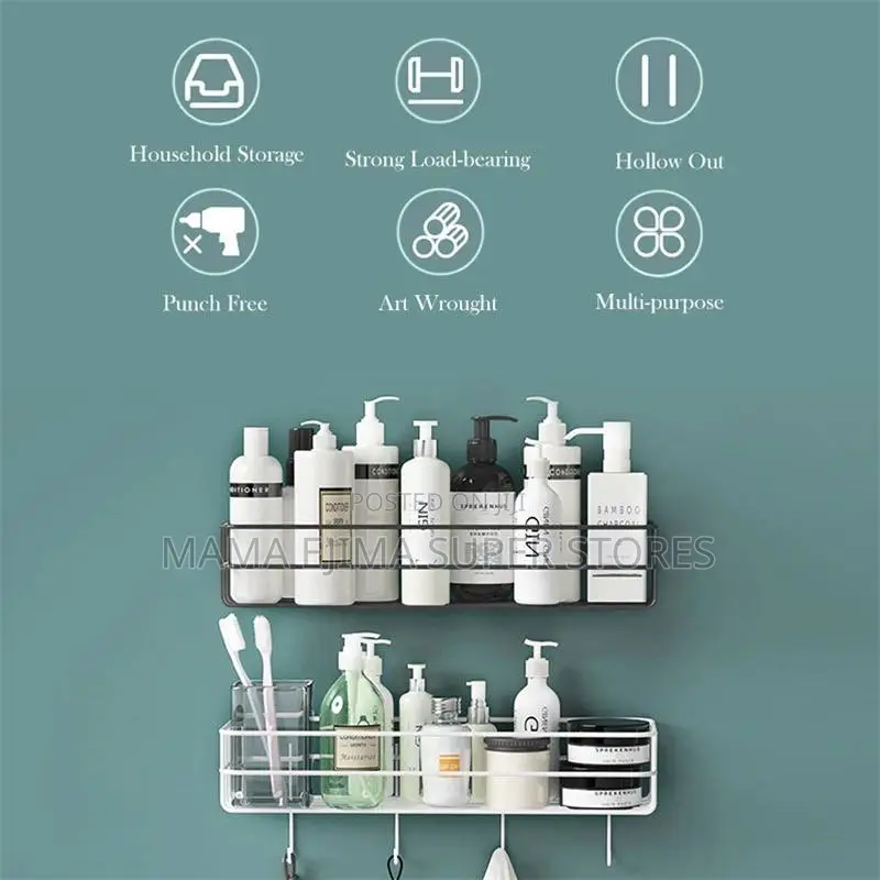 Wall Mount Bathroom Shelves Iron No Drill Corner Shower Shel
