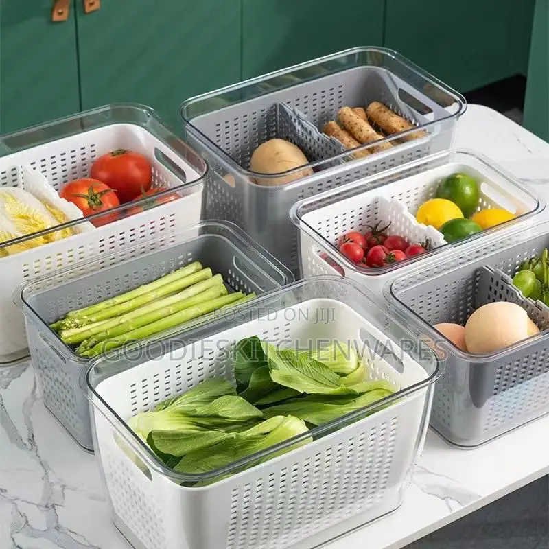Fridge Storage Double Layer Basket With Cover ( Biggest)Size