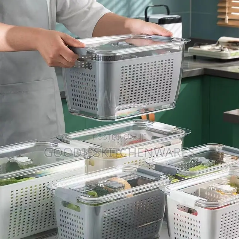 Fridge Storage Double Layer Basket With Cover ( Biggest)Size