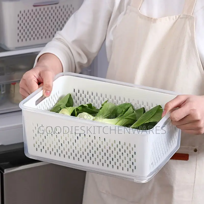 Fridge Storage Double Layer Basket With Cover ( Biggest)Size