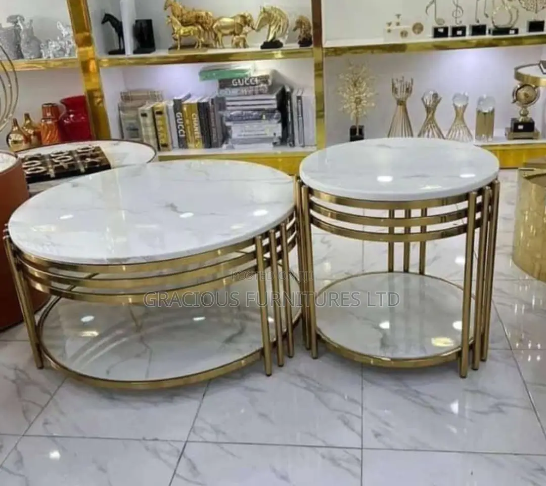 Luxury Center Table With Two Sides Stool
