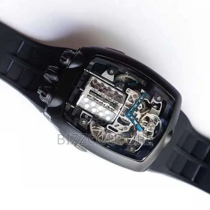 Original Jaco and Co Bugatti Mechanical Black Rubber Strap