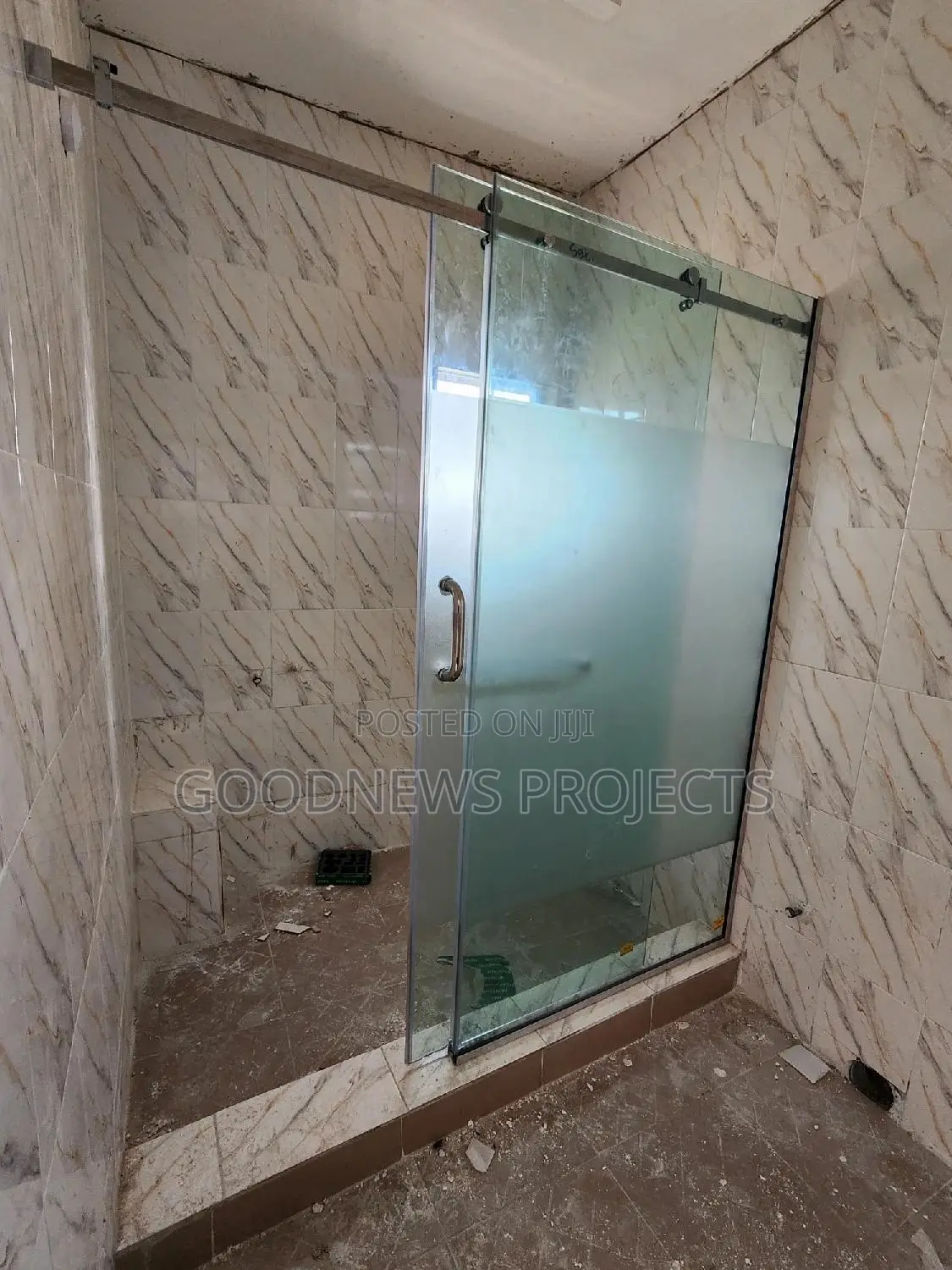 Frosted Half Sliding Shower Glass