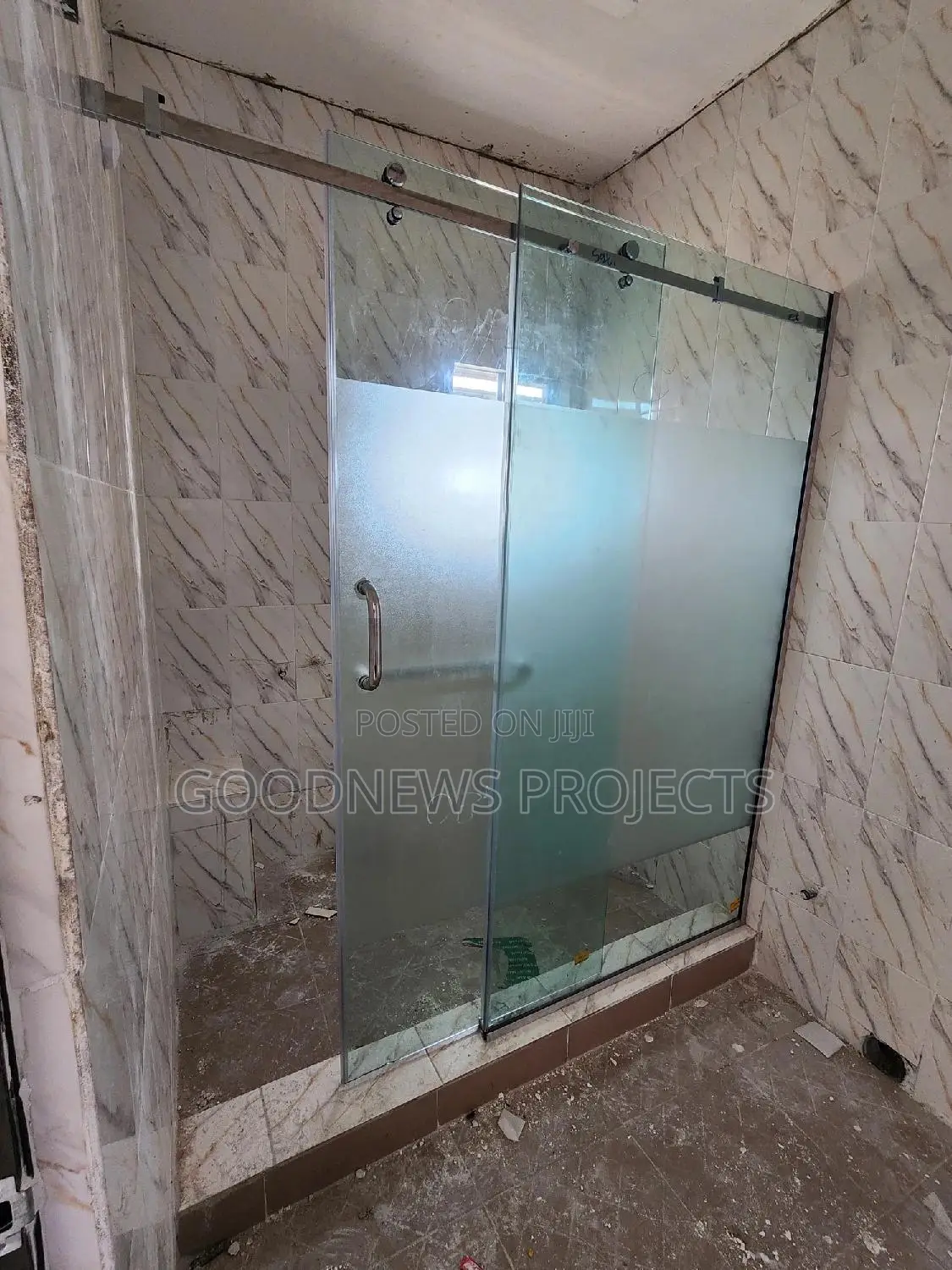 Frosted Half Sliding Shower Glass