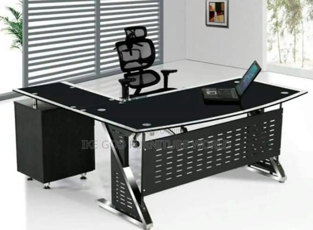 Glass Metal Office Executive Table With Extension