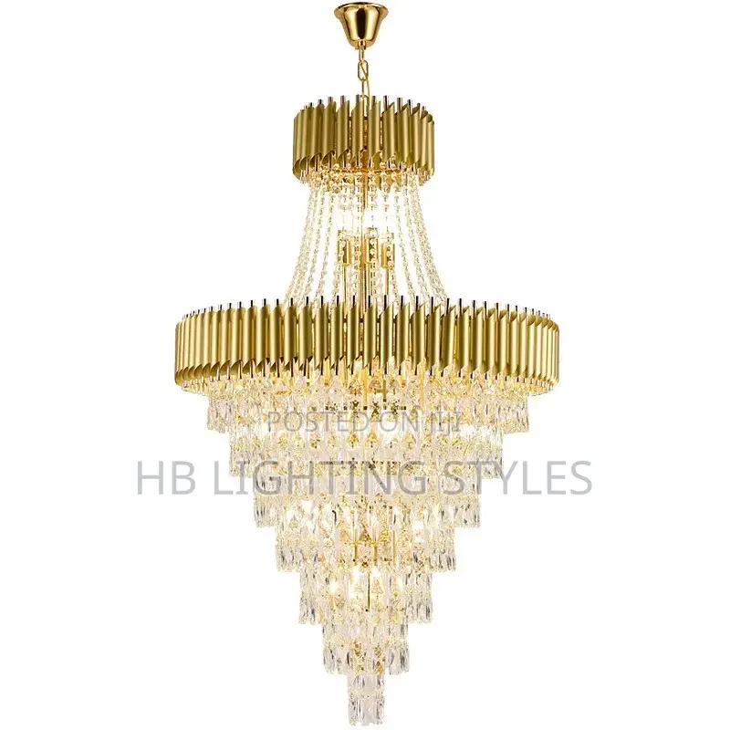New Luxury Crystal Chandelier Gold Black Duplex Chandelier