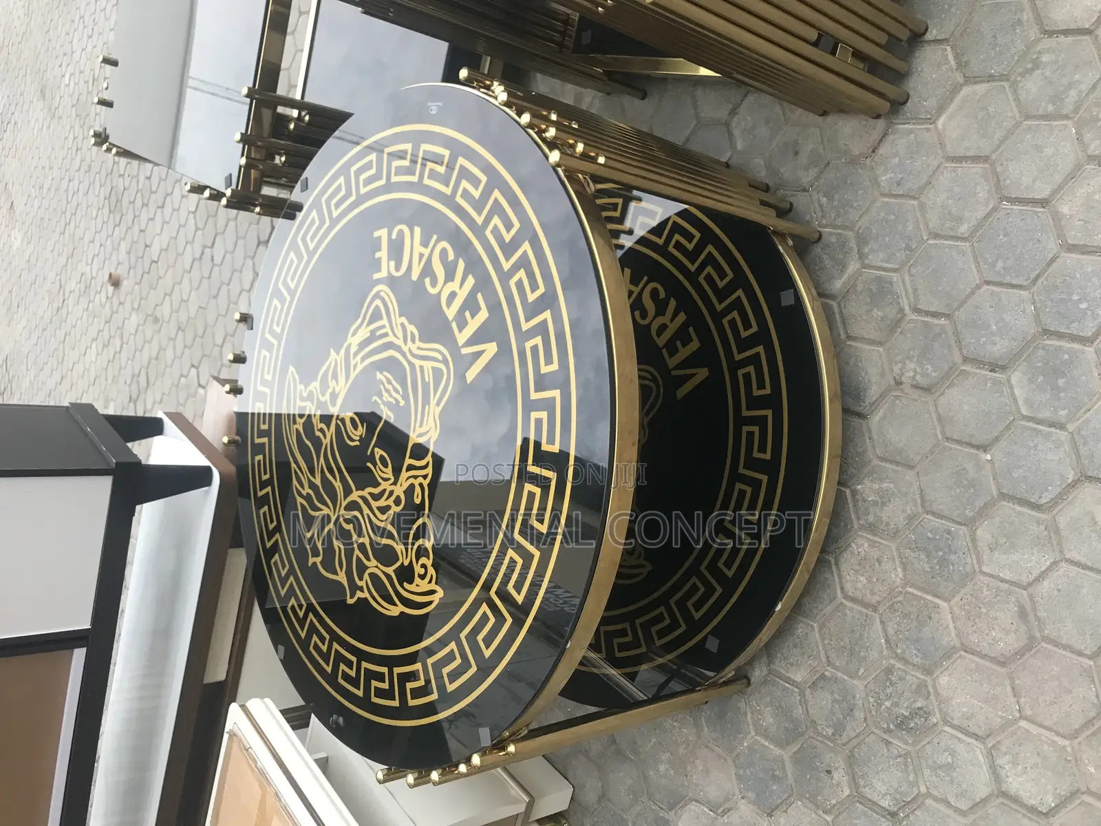 Versace Gold Center Table With 2 Side Tables