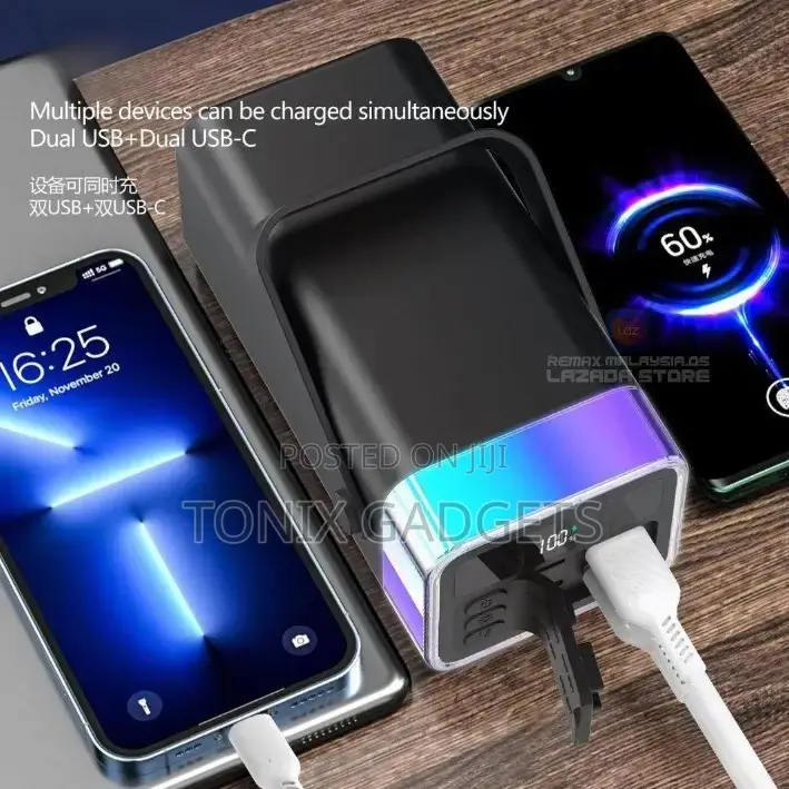 Colorful Led Fast Charging Power Bank 40000mah