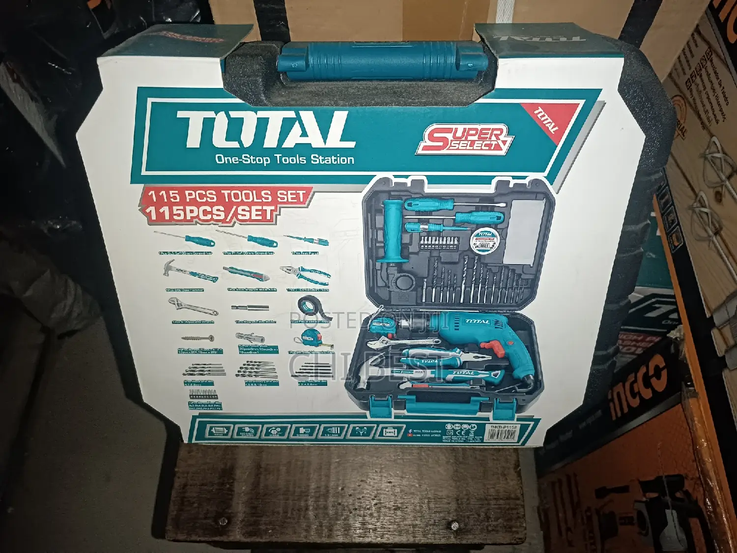 Total 115 PCS Tools Set With 680w Impact Drill