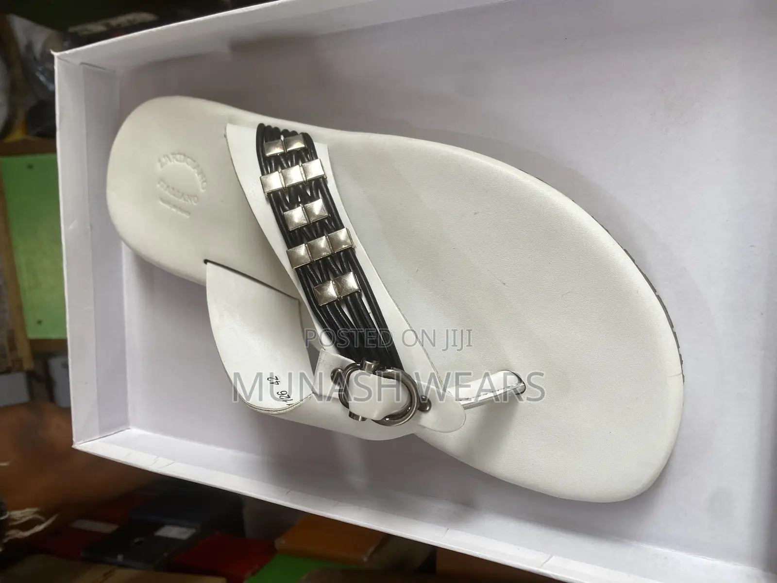 Italian White Leather Slipers