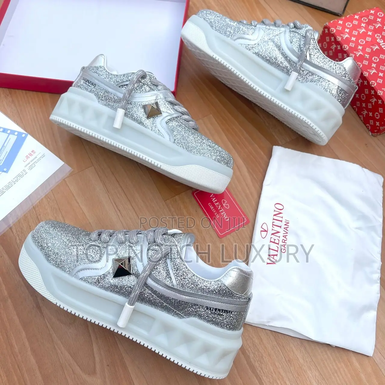New Valentino I Spike Low-Top Calfskin With