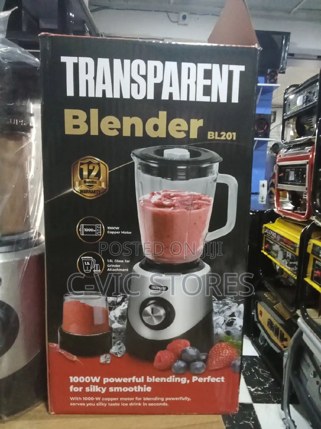 TRANSPARENT 1000W Blender 1.5 Litres (BL201)