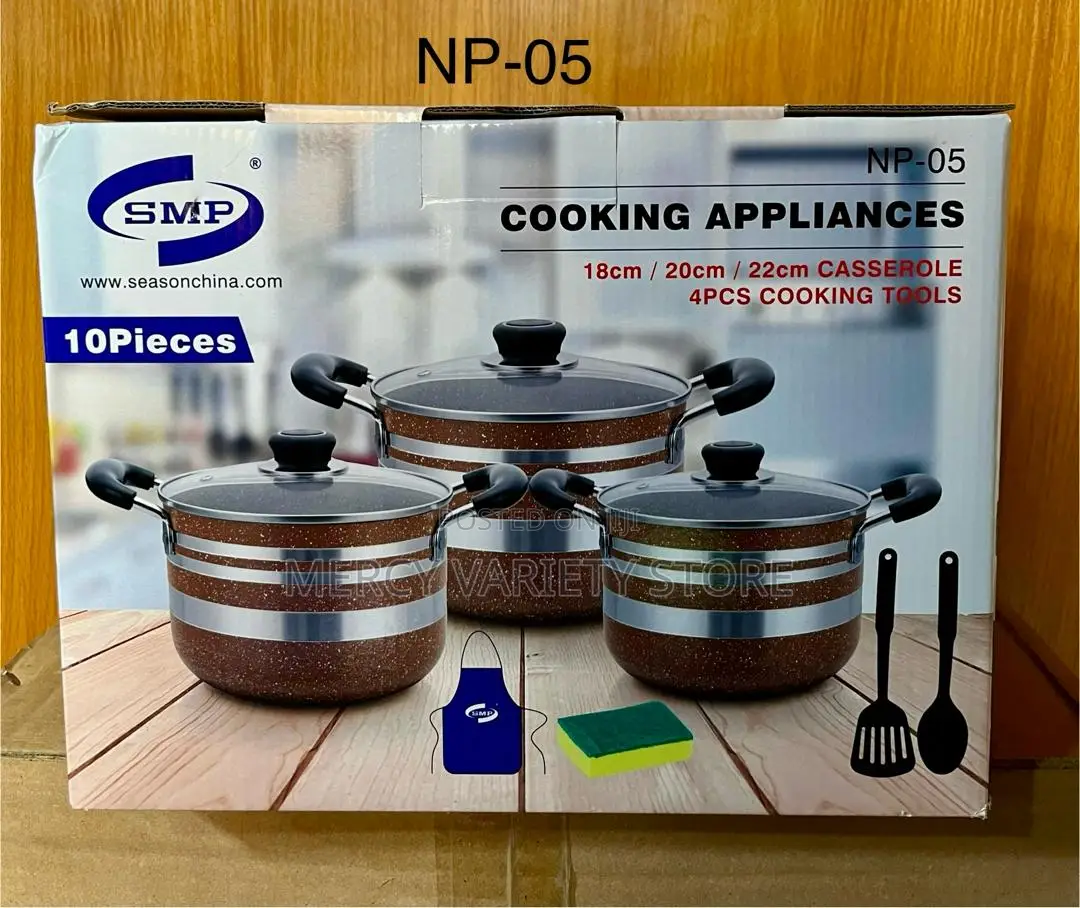 10pcs Non-Stick Aluminum Cooking Pots With Kitchen Tools