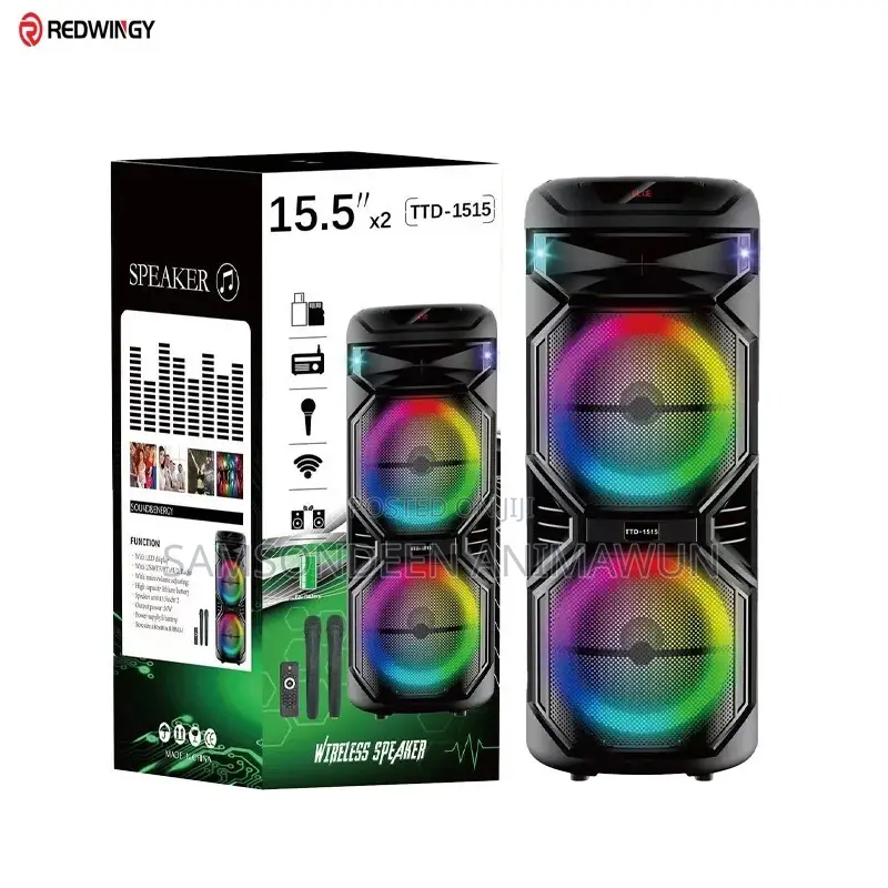 Dual 15inch Active Speaker With 2 Mic
