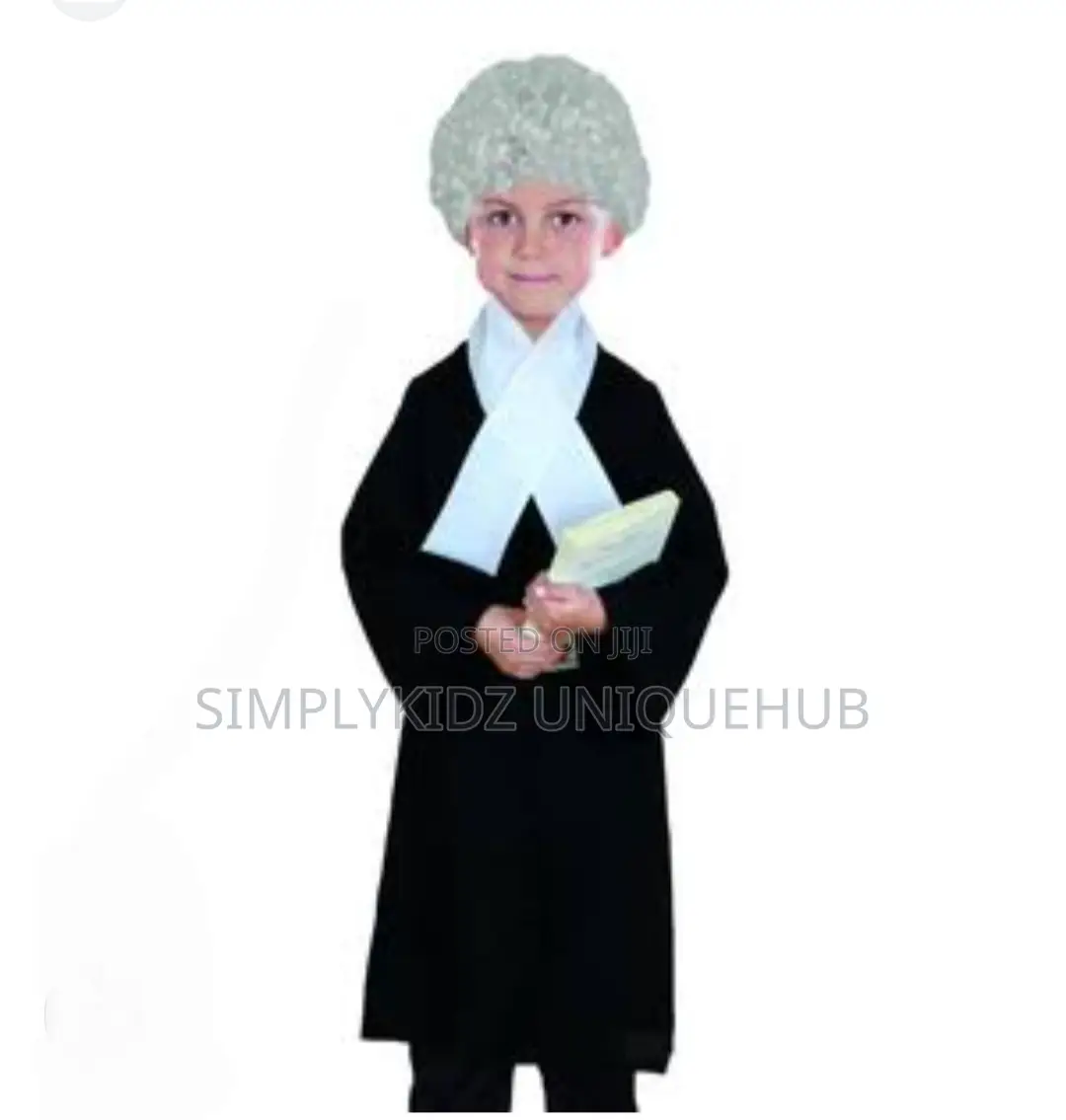 Lawyer Costume With Wig - Black White