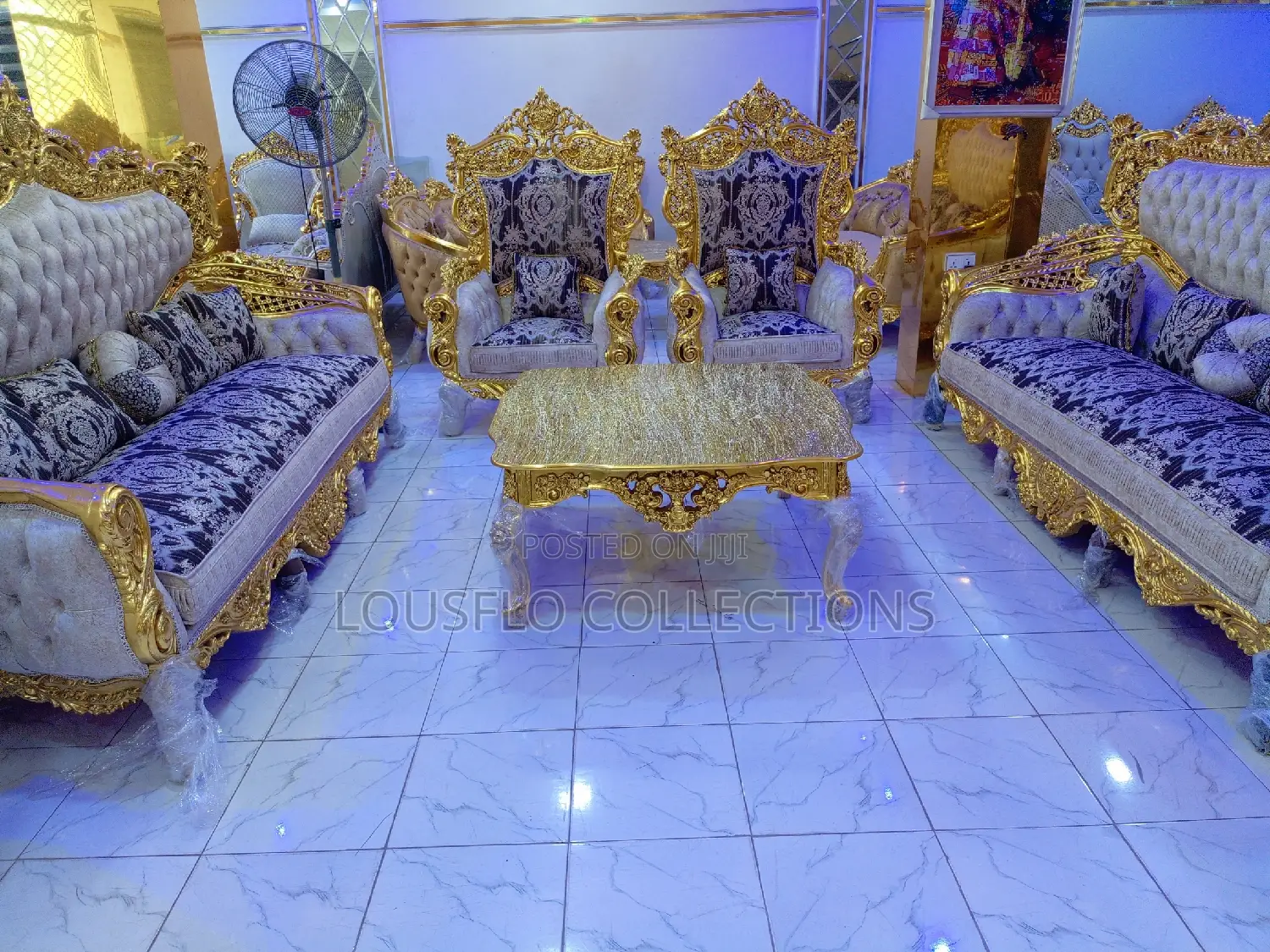8 Seater Italian Royal Gold Superlative Fabric Sofa