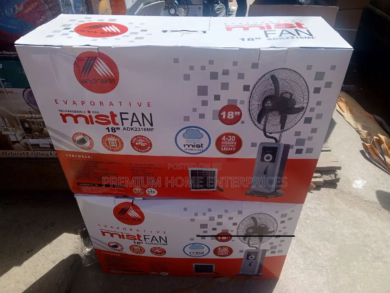 Andrakk Rechargeable Mist Fan 18 Inches