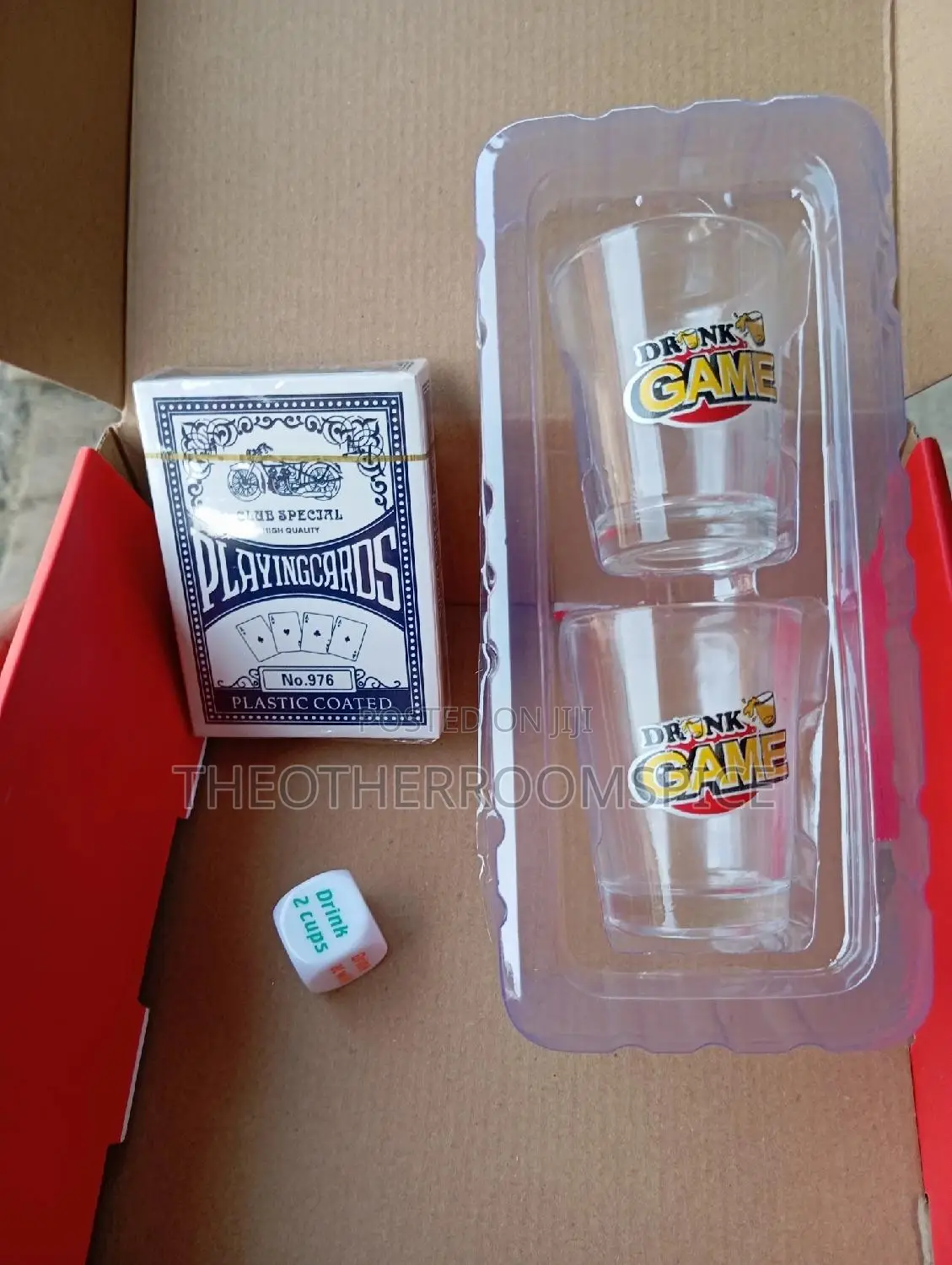 Adult Party Game Playing Card Drinking Dice 2pc Glass Shot