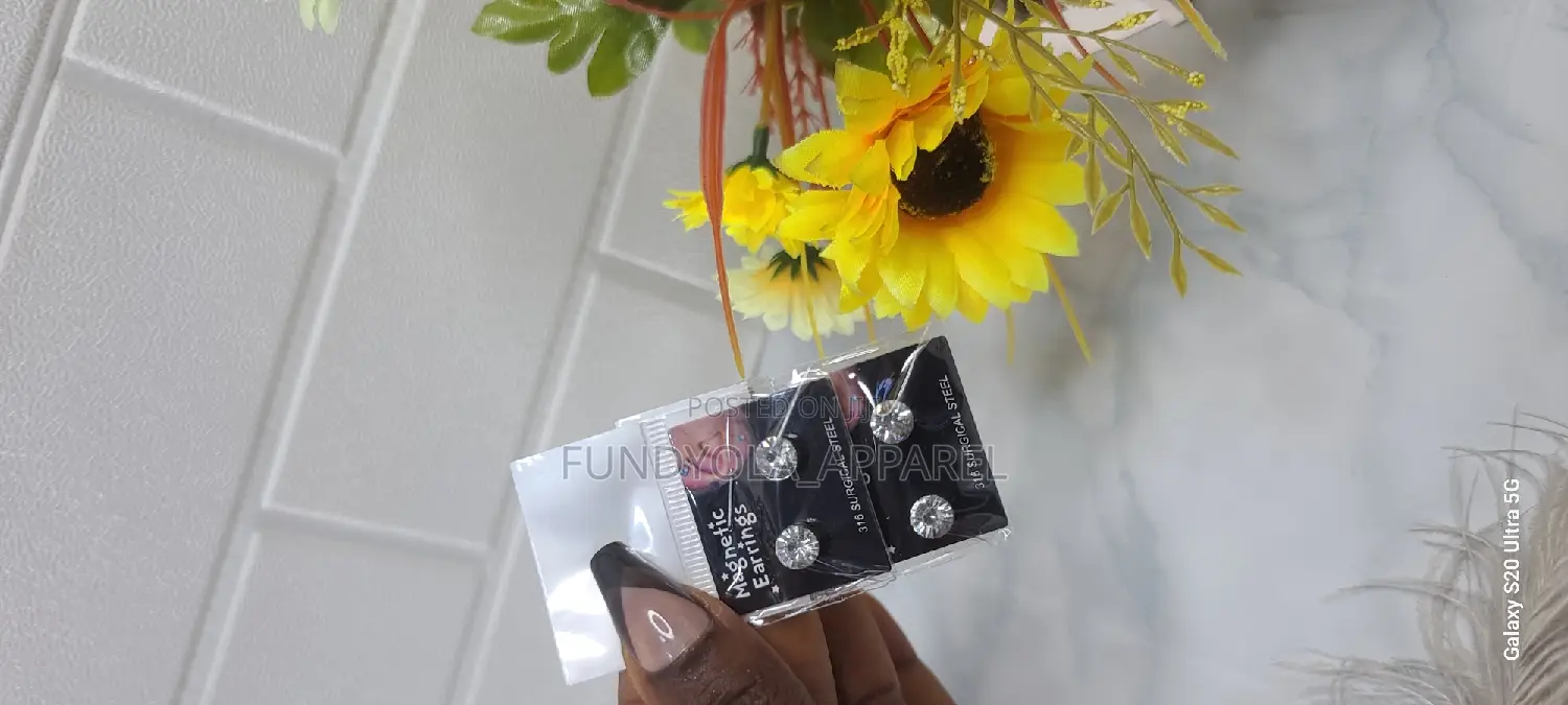 Silver Stone Stud Magnetic Earring