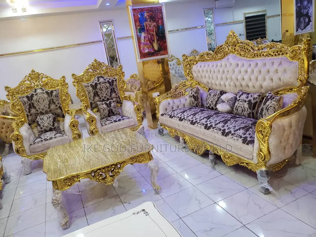 High Classic Turkish Royal Fabric Sofa Chair Complete Set