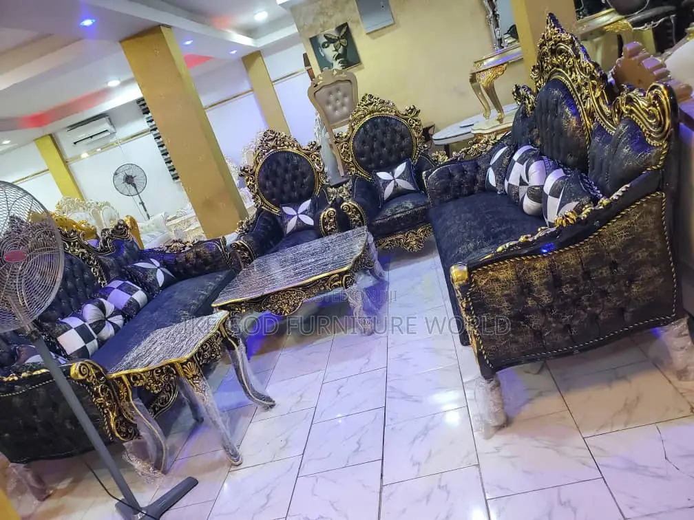 High Classic Turkish Royal Fabric Sofa Chair Complete Set