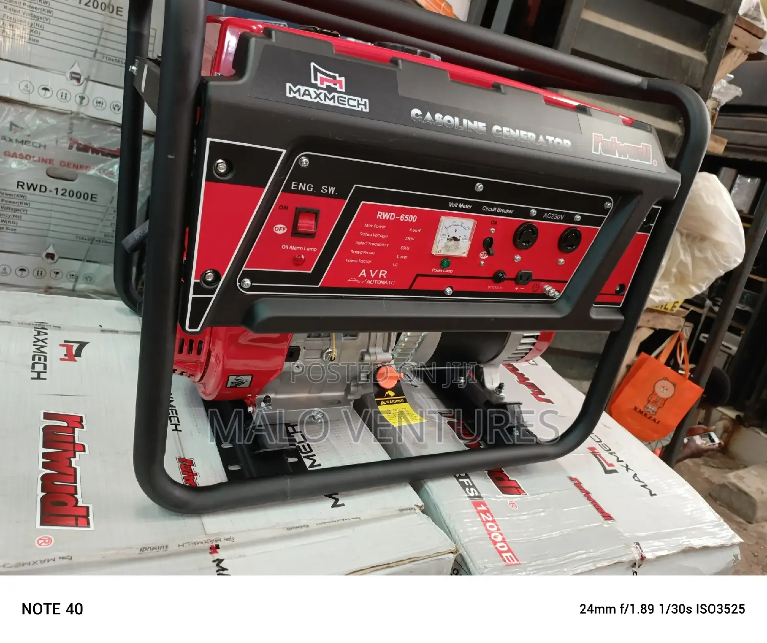 Maxmech Petrol Generator 100% Copper, Key Start And Tyres