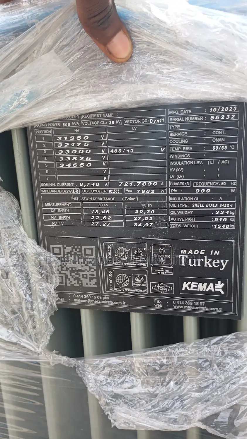 500kva 11kv Meksan Transformer 5years Warranty.